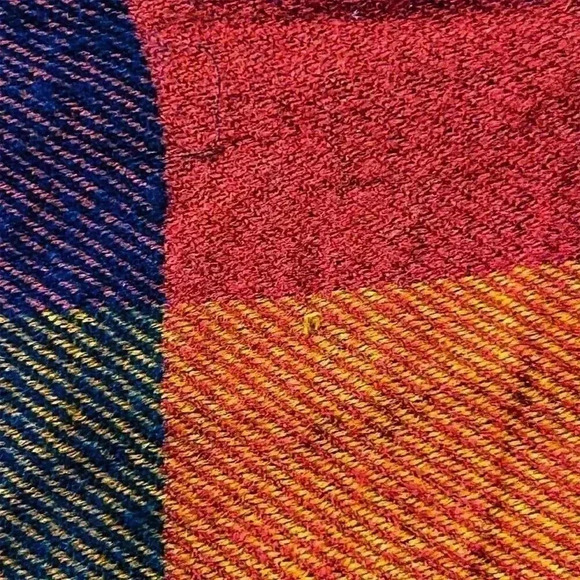 Grace & Lace Women's Multicolor Plaid Triangle Scarf with Button Closure - Picture 4 of 5